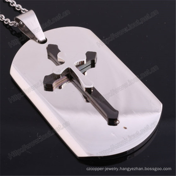 Stainless Steel Custom Dog Tag Necklace with Plated Cross (IO-st250)